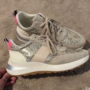 Stylish Women's Sneakers in Beige and Pink by Shu Shop Sz 11  (worn once)